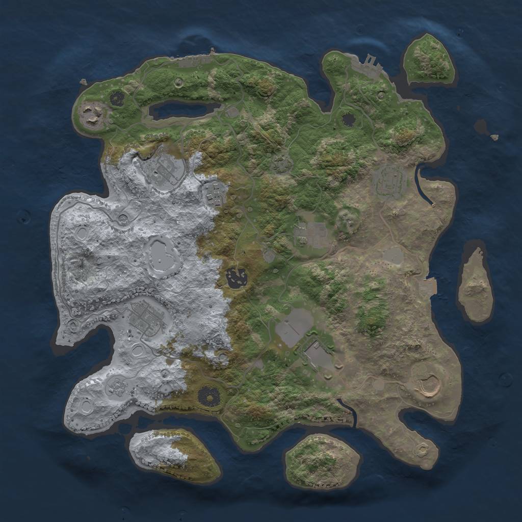 Rust Map: Procedural Map, Size: 3550, Seed: 7583762, 17 Monuments