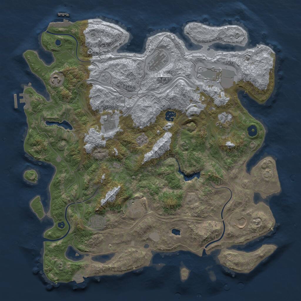 Rust Map: Procedural Map, Size: 4250, Seed: 213028100, 16 Monuments
