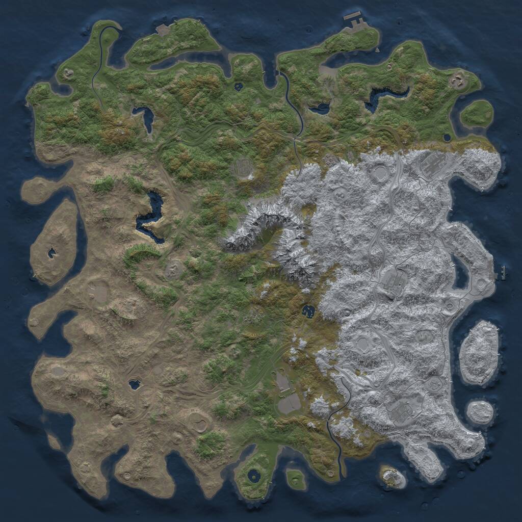 Rust Map: Procedural Map, Size: 6000, Seed: 884106386, 17 Monuments