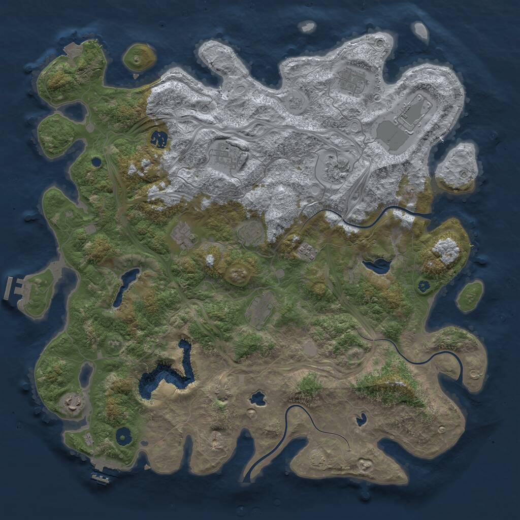 Rust Map: Procedural Map, Size: 4500, Seed: 90195446, 16 Monuments