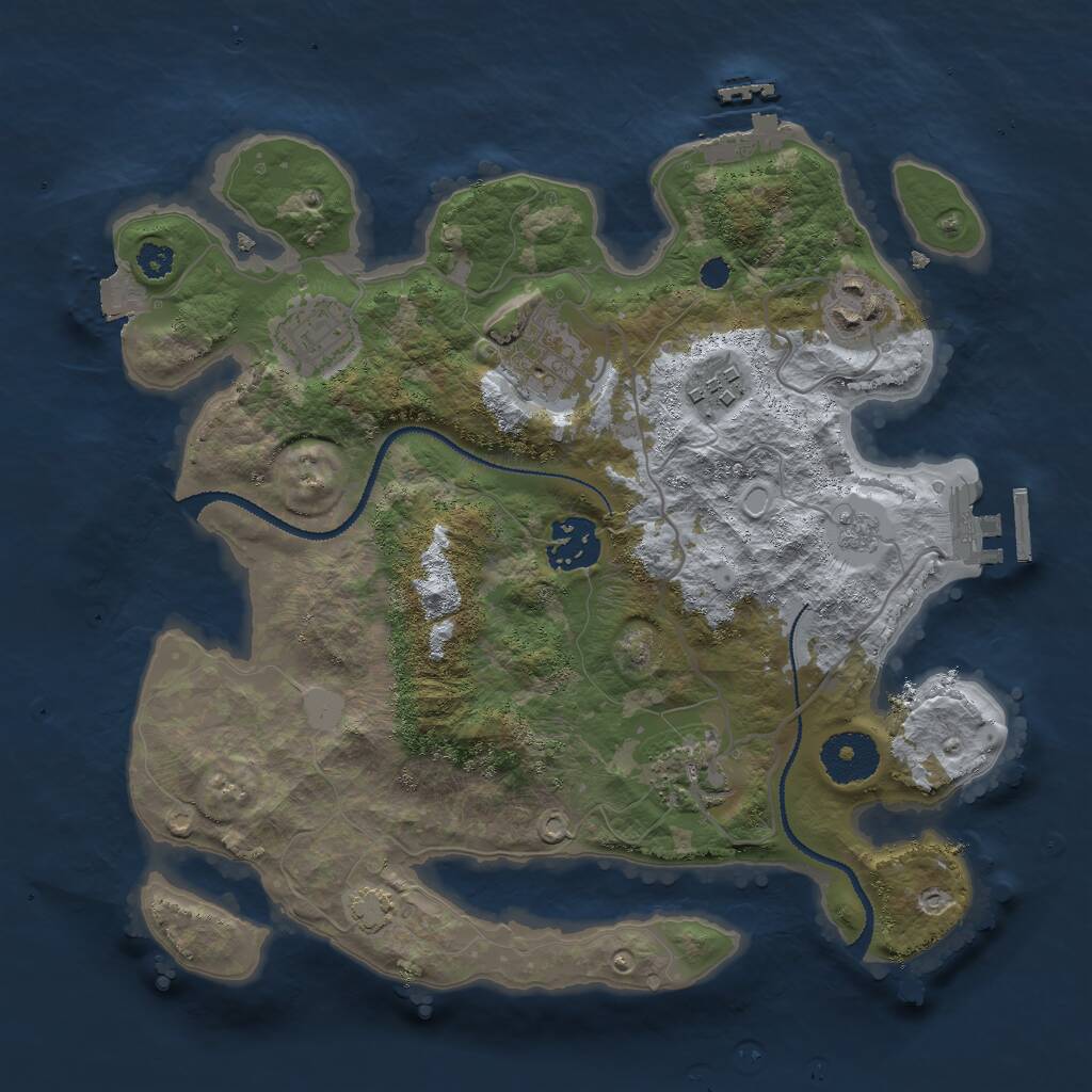 Rust Map: Procedural Map, Size: 3000, Seed: 1316056317, 11 Monuments