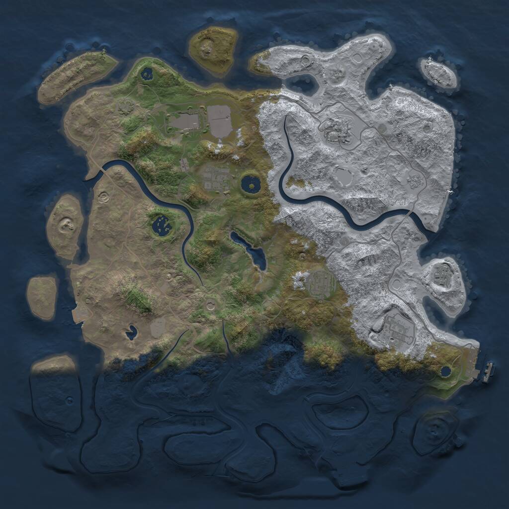 Rust Map: Procedural Map, Size: 4000, Seed: 8388, 13 Monuments