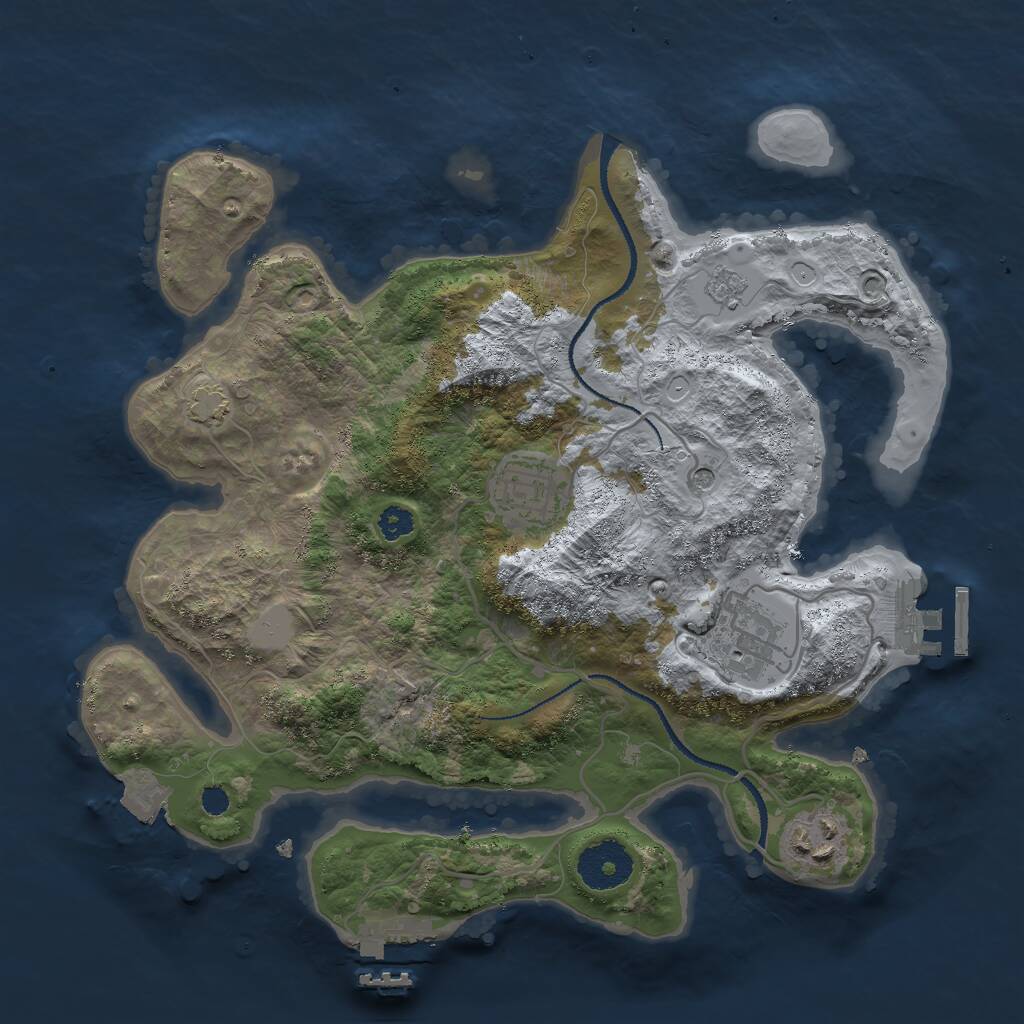 Rust Map: Procedural Map, Size: 3000, Seed: 498009298, 9 Monuments