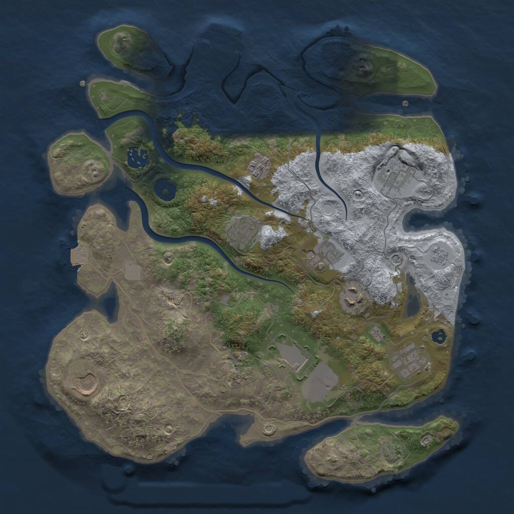 Rust Map: Procedural Map, Size: 3500, Seed: 1675308193, 15 Monuments