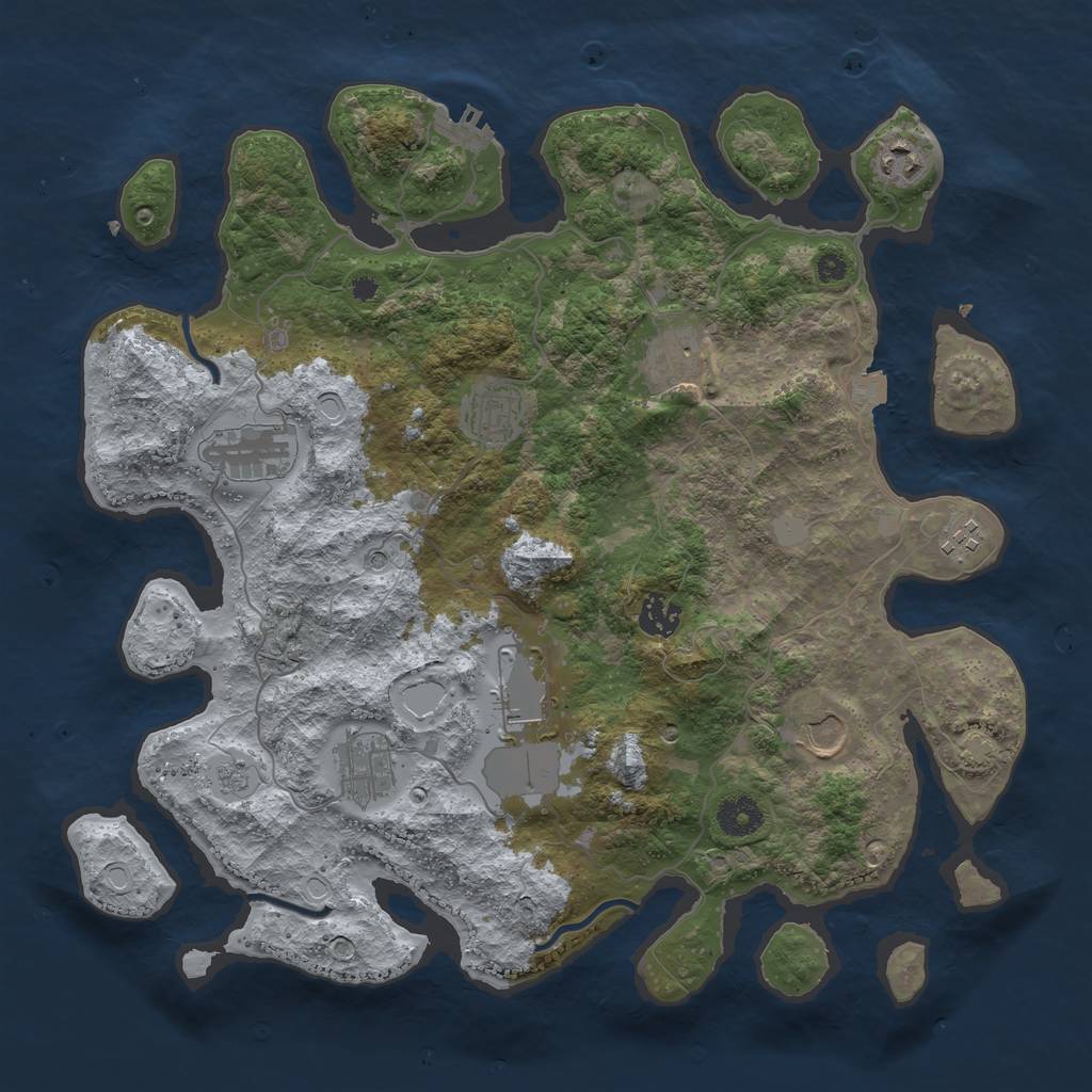 Rust Map: Procedural Map, Size: 3800, Seed: 4671230, 16 Monuments