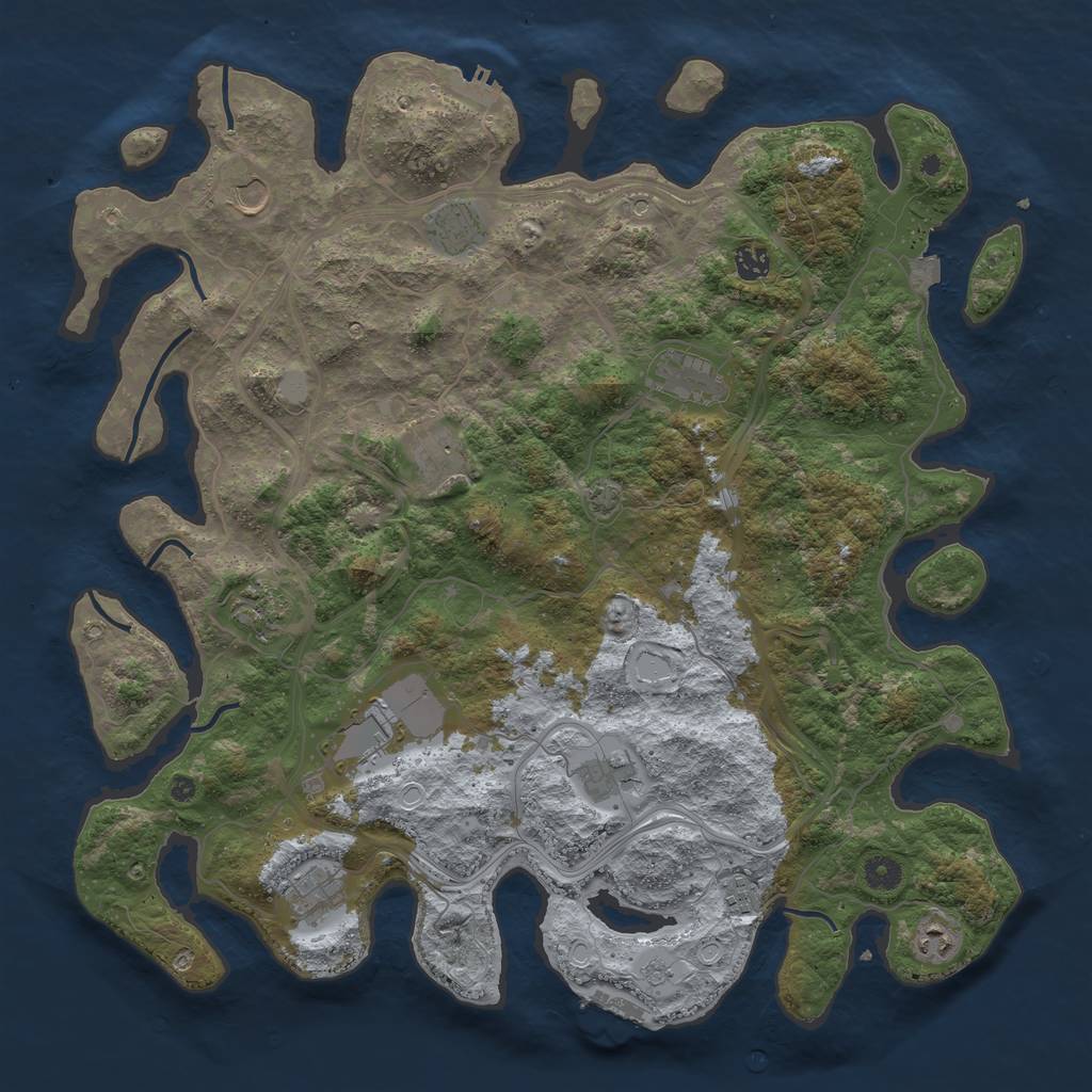 Rust Map: Procedural Map, Size: 4500, Seed: 7373473, 19 Monuments