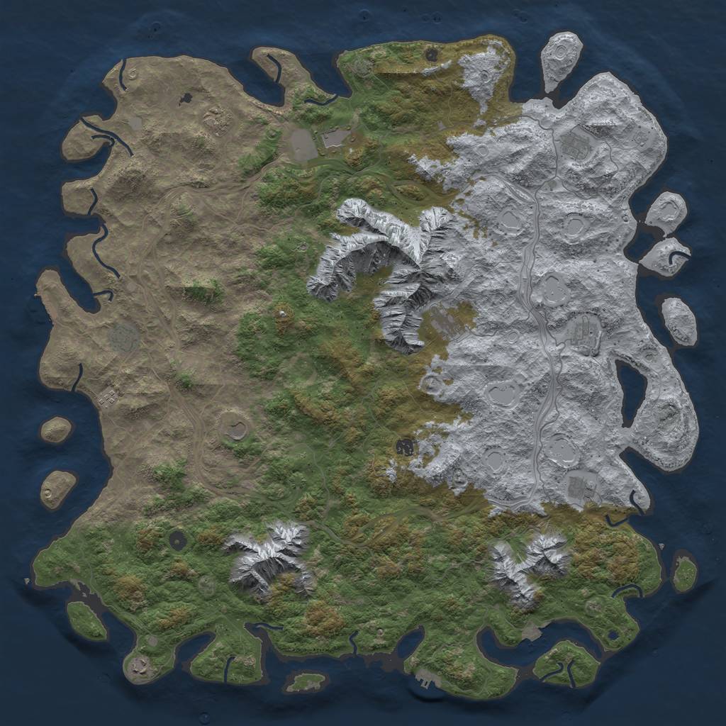 Rust Map: Procedural Map, Size: 6000, Seed: 1461431881, 19 Monuments