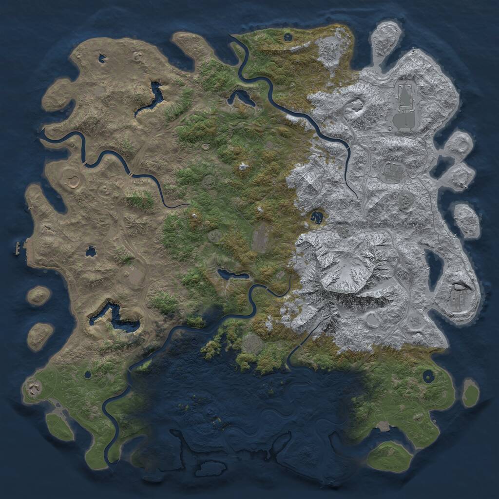 Rust Map: Procedural Map, Size: 6000, Seed: 1461431881, 17 Monuments