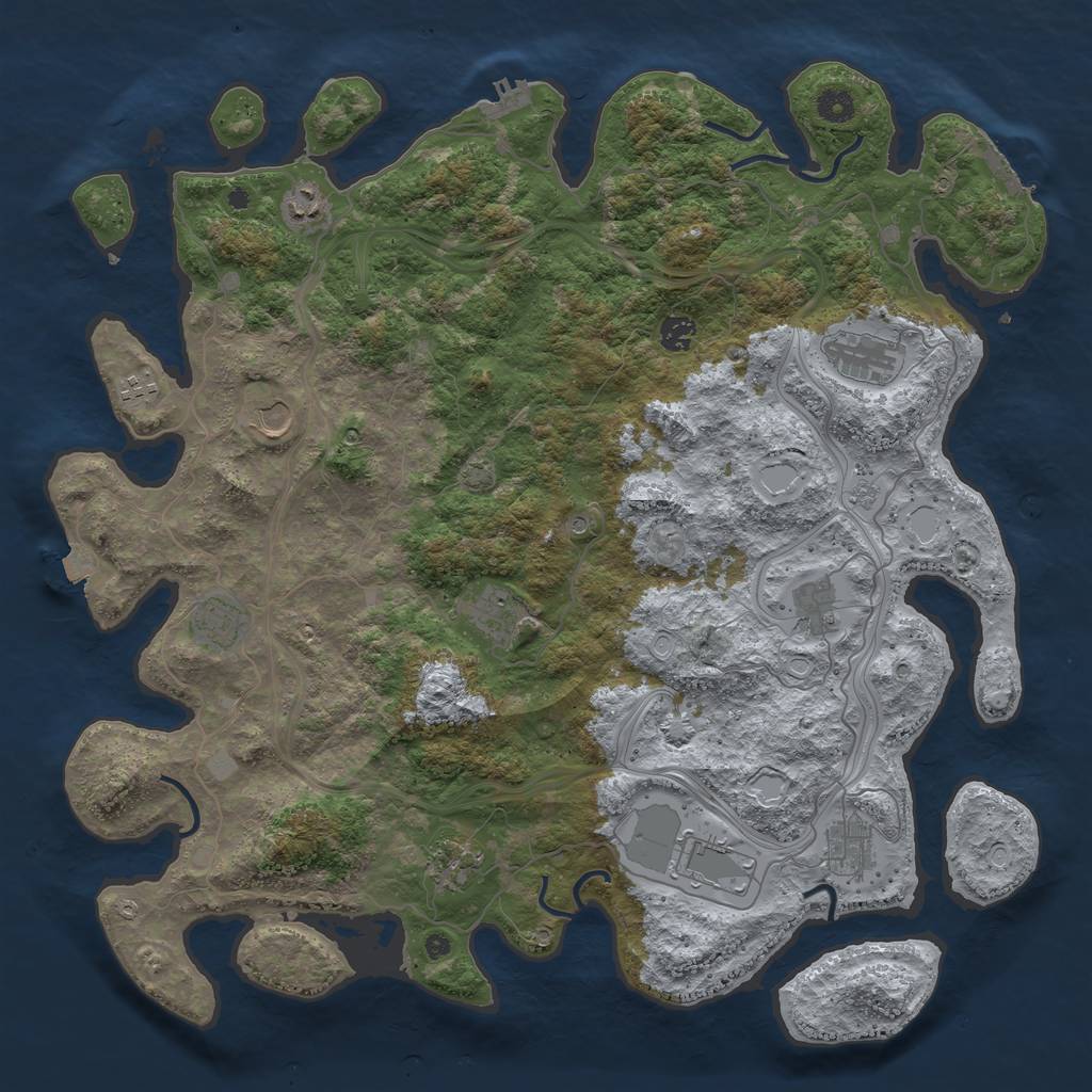 Rust Map: Procedural Map, Size: 4500, Seed: 47362, 19 Monuments