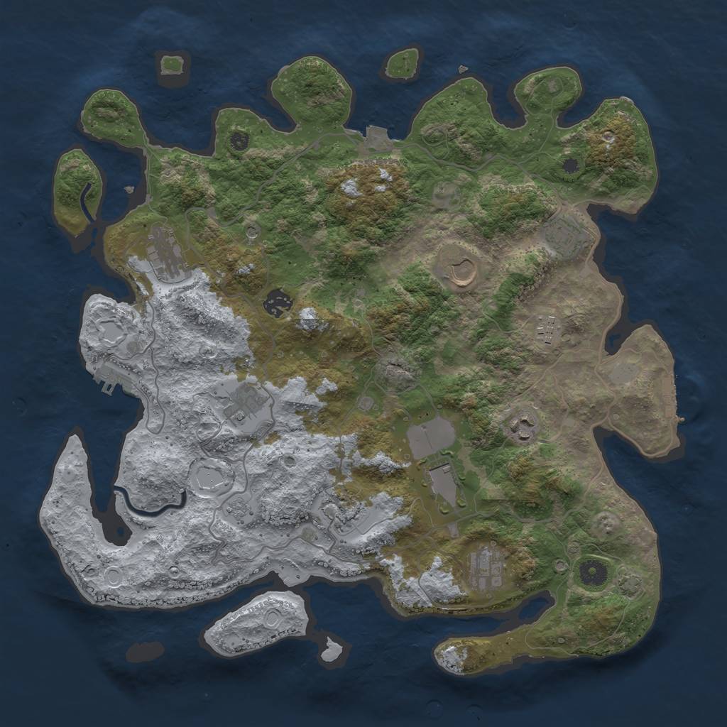Rust Map: Procedural Map, Size: 4000, Seed: 1568, 18 Monuments