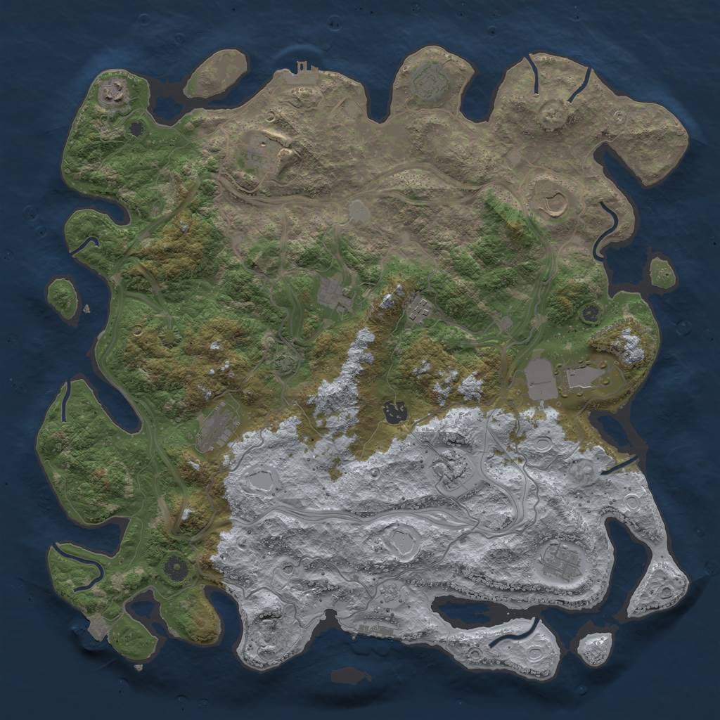 Rust Map: Procedural Map, Size: 4500, Seed: 331457899, 19 Monuments