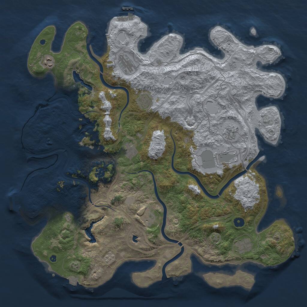 Rust Map: Procedural Map, Size: 4500, Seed: 64890468, 16 Monuments