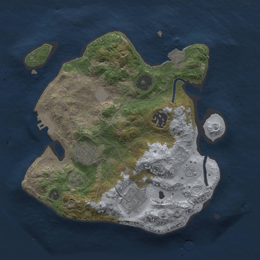 Rust Map: Procedural Map, Size: 2500, Seed: 1016391633, 8 Monuments
