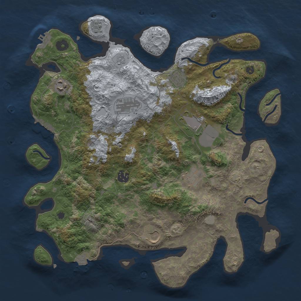 Rust Map: Procedural Map, Size: 3750, Seed: 12533587, 16 Monuments