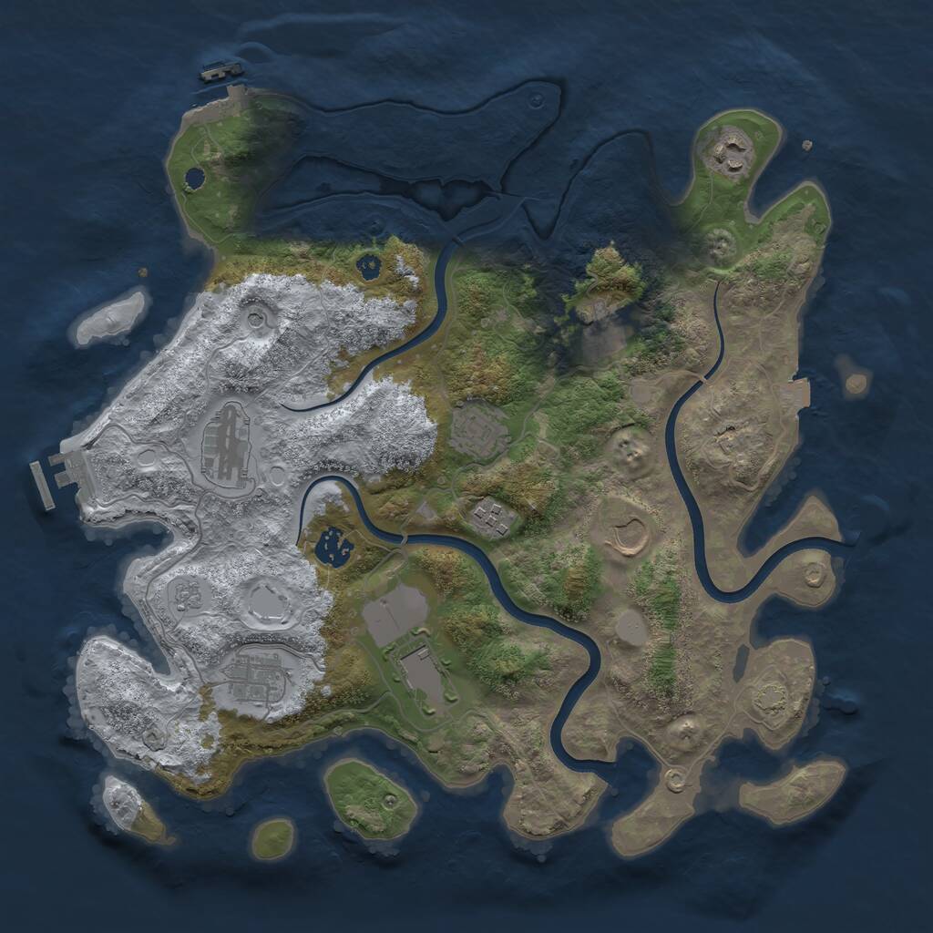 Rust Map: Procedural Map, Size: 3750, Seed: 1178924608, 15 Monuments