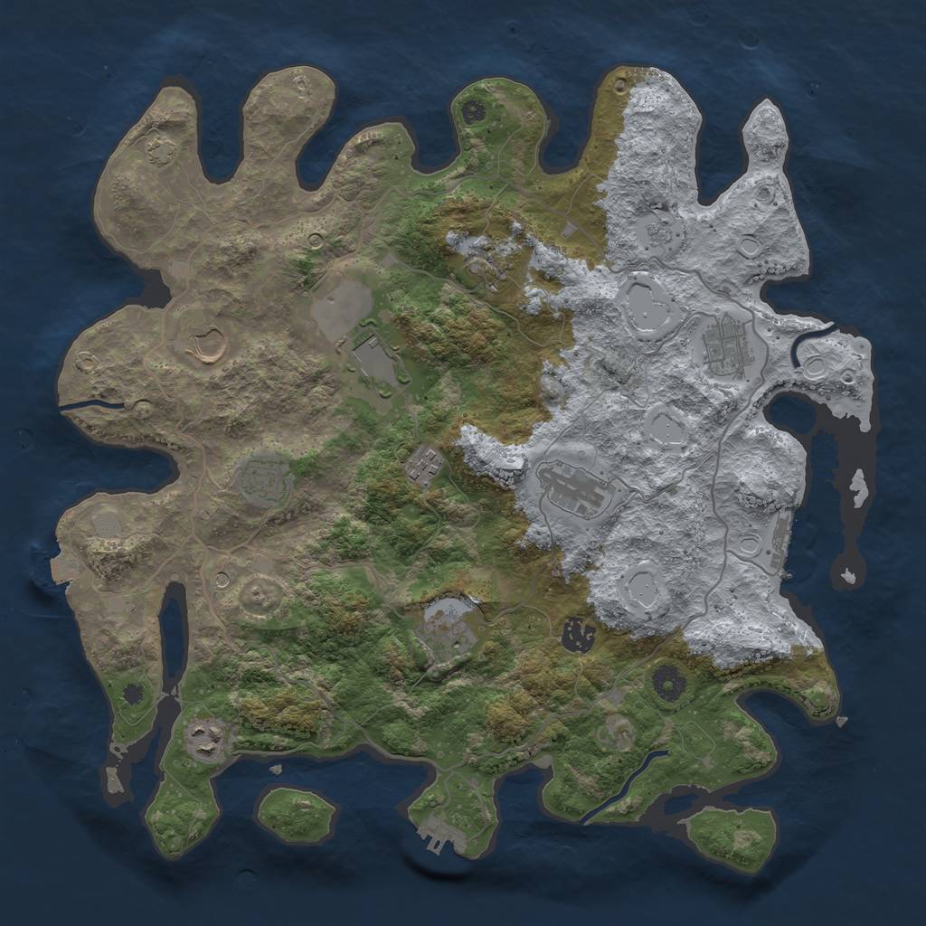 Rust Map: Procedural Map, Size: 4000, Seed: 882692934, 18 Monuments
