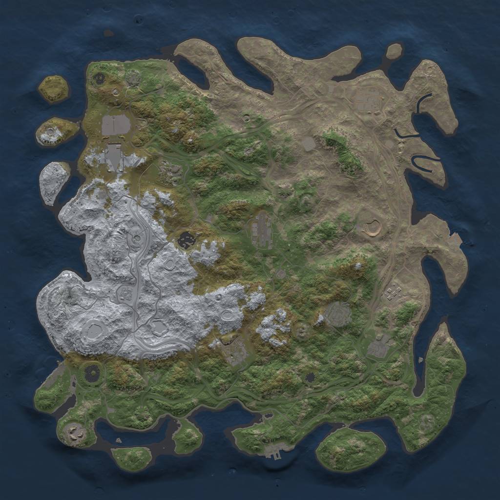 Rust Map: Procedural Map, Size: 4500, Seed: 463211359, 19 Monuments