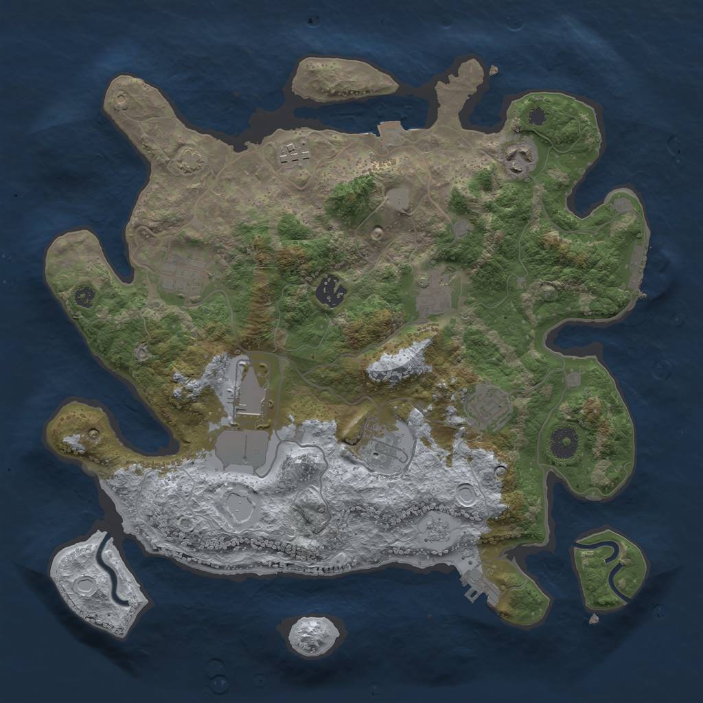 Rust Map: Procedural Map, Size: 3500, Seed: 60079945, 15 Monuments