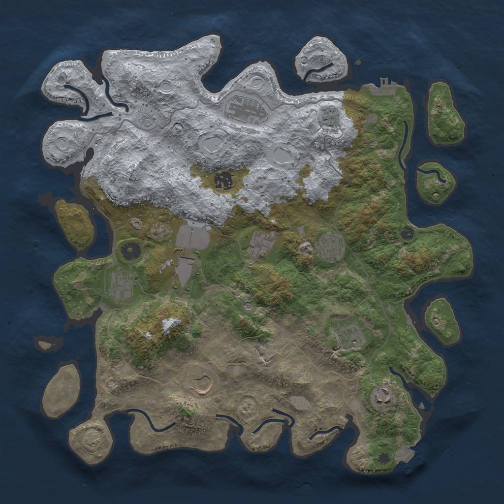 Rust Map: Procedural Map, Size: 4000, Seed: 1875856, 17 Monuments