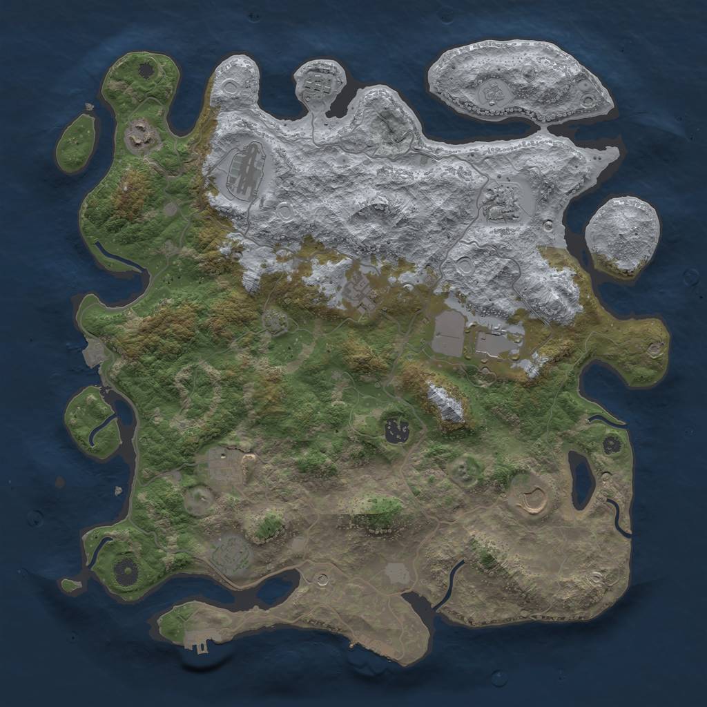 Rust Map: Procedural Map, Size: 4096, Seed: 642194186, 18 Monuments