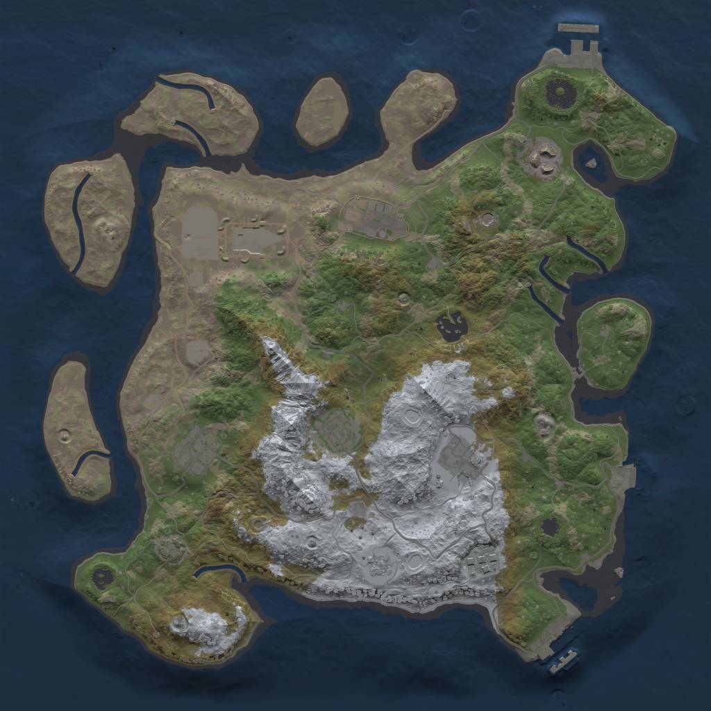 Rust Map: Procedural Map, Size: 3500, Seed: 728143449, 16 Monuments