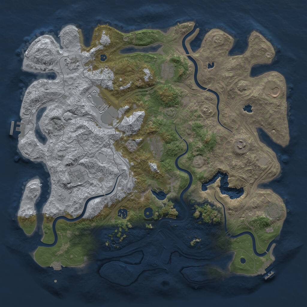 Rust Map: Procedural Map, Size: 4500, Seed: 967090796, 16 Monuments