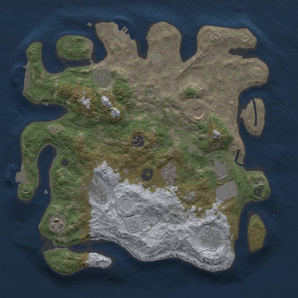 Rust Map: Procedural Map, Size: 3500, Seed: 1206368253, 16 Monuments