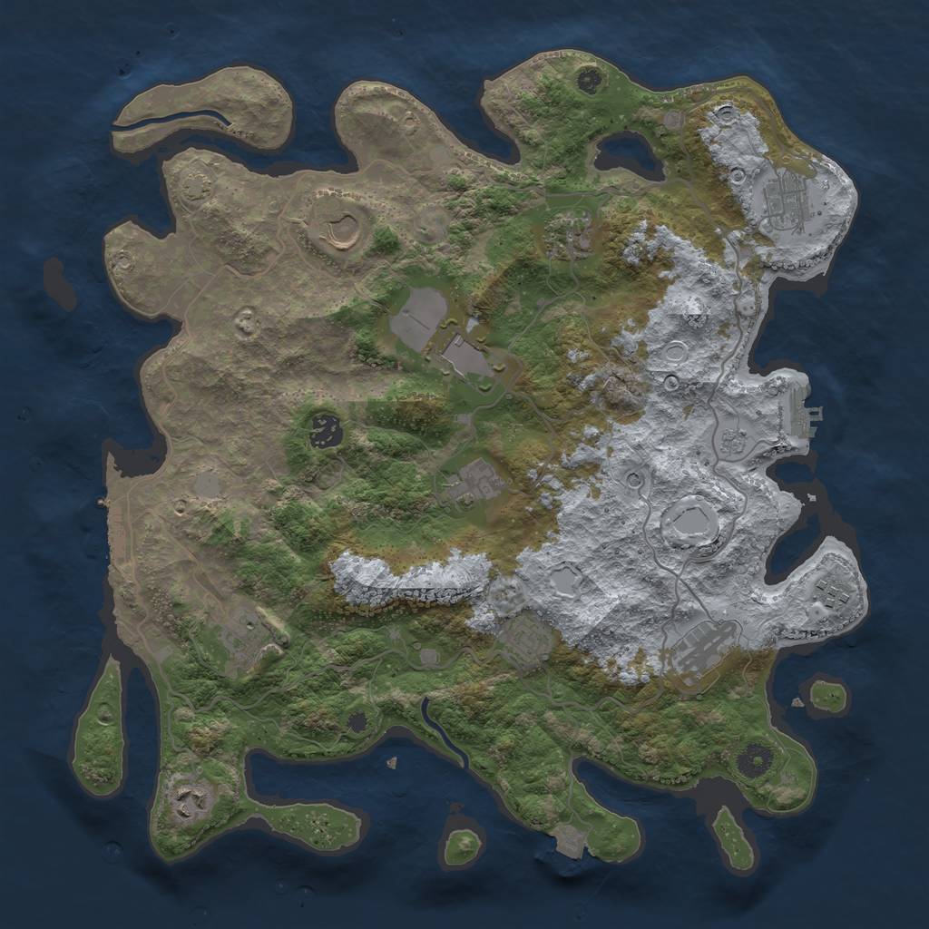 Rust Map: Procedural Map, Size: 4000, Seed: 984469621, 19 Monuments