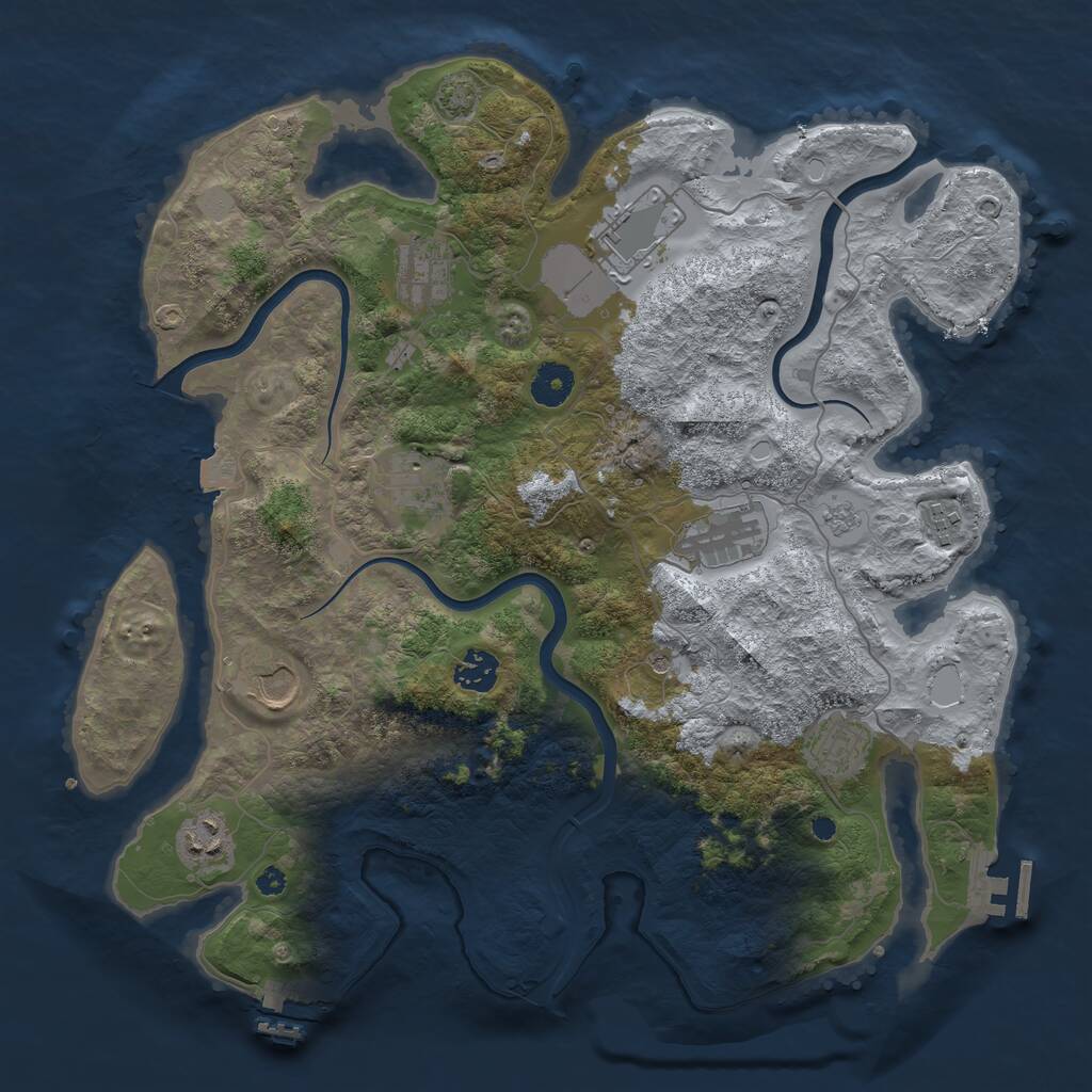 Rust Map: Procedural Map, Size: 3800, Seed: 22553143, 15 Monuments