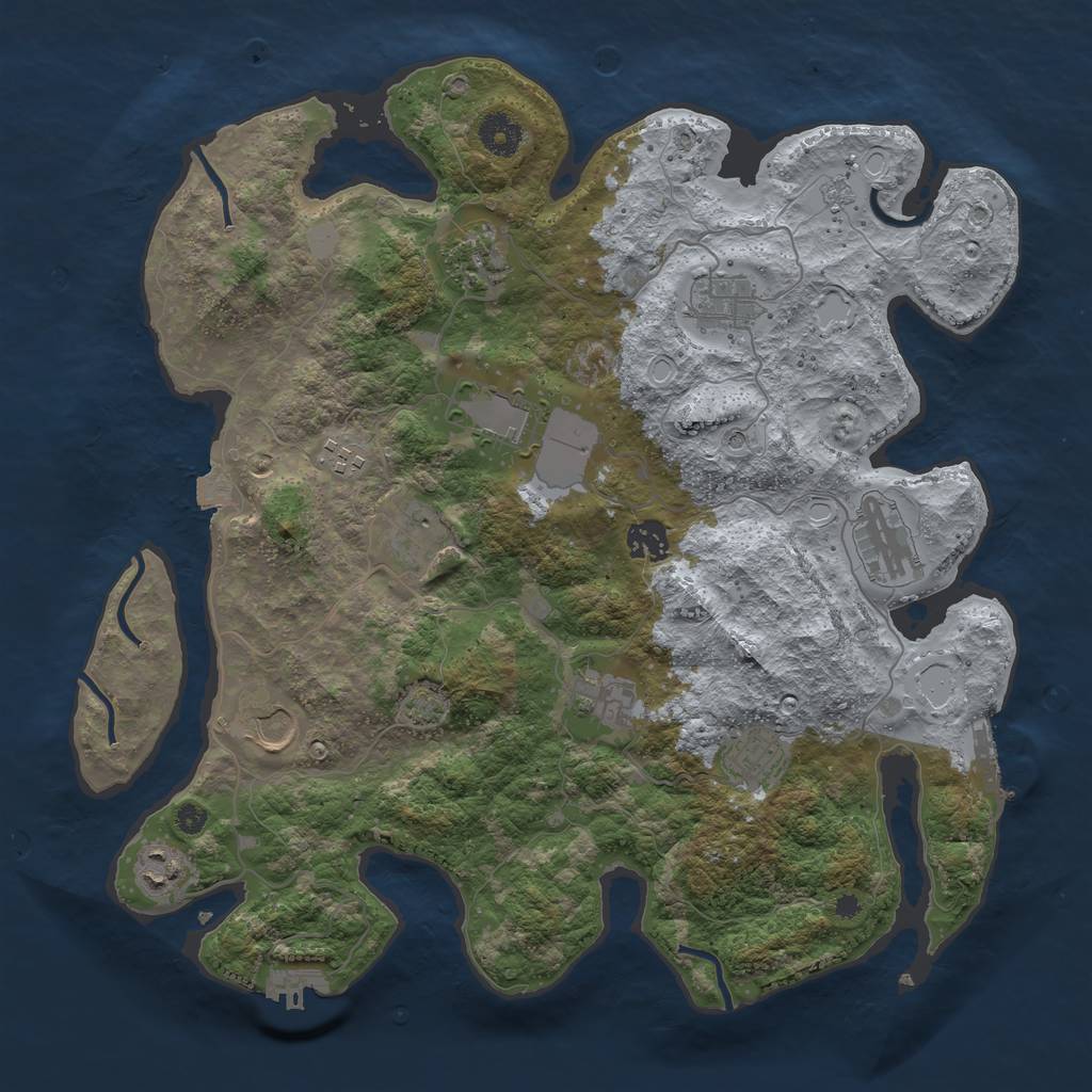 Rust Map: Procedural Map, Size: 3800, Seed: 22553143, 19 Monuments