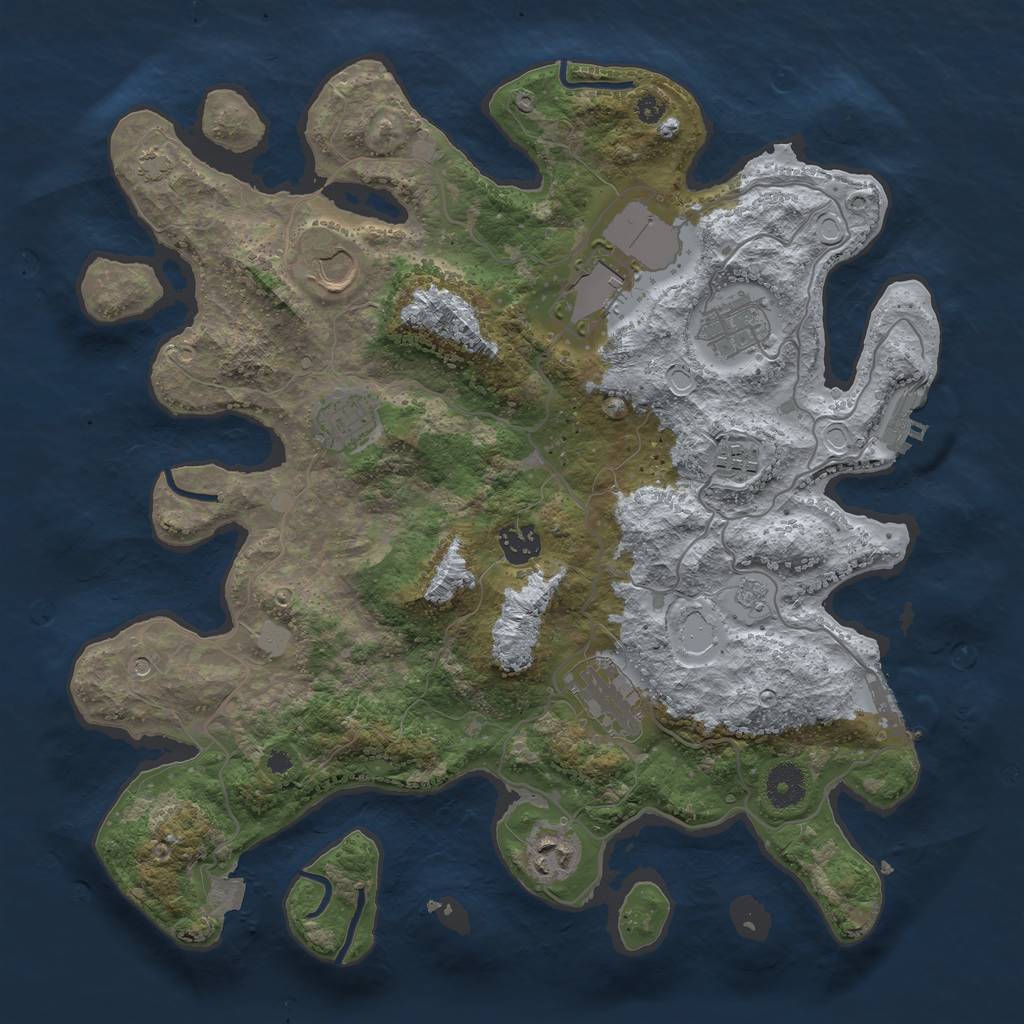 Rust Map: Procedural Map, Size: 3700, Seed: 35072899, 16 Monuments