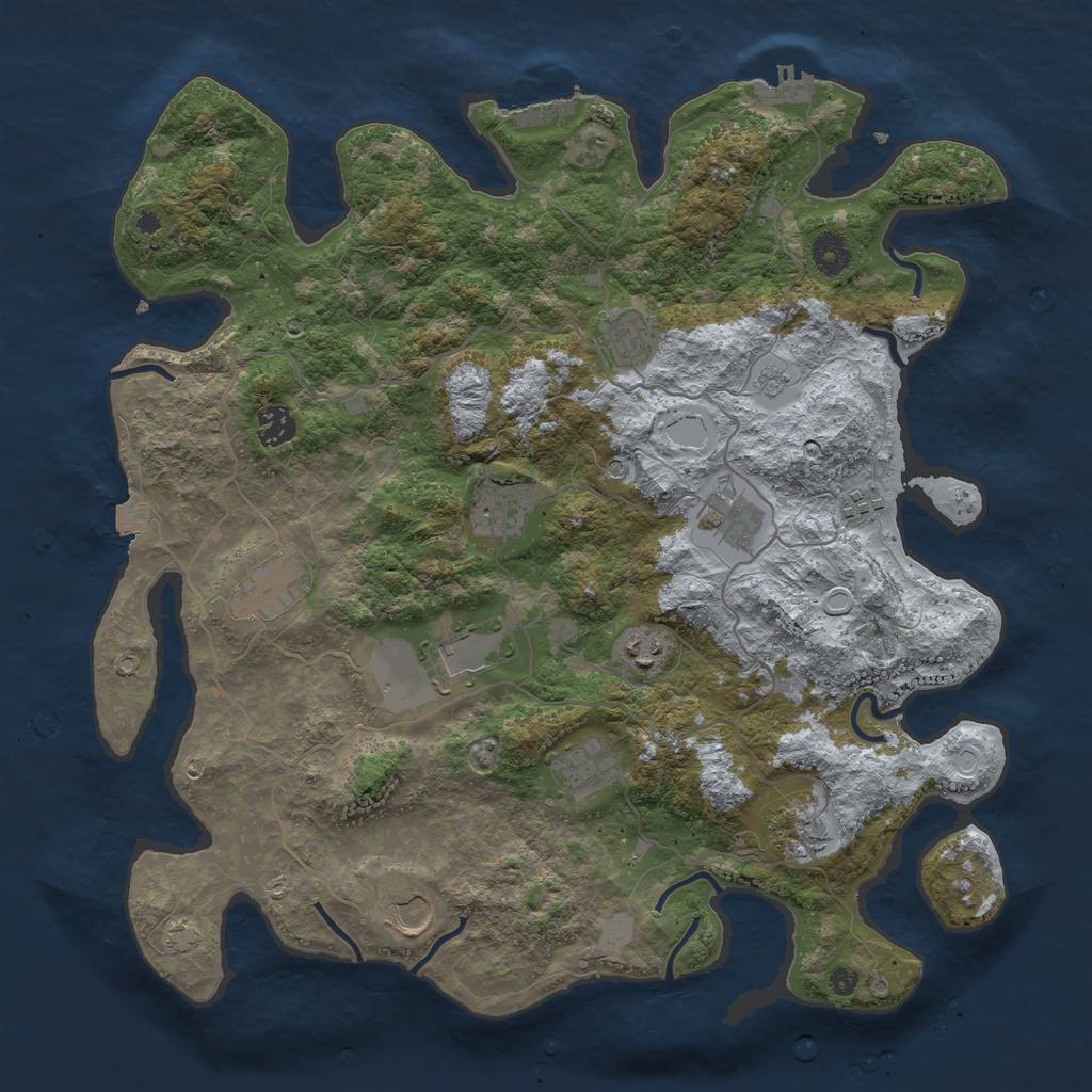 Rust Map: Procedural Map, Size: 4000, Seed: 1073465091, 19 Monuments