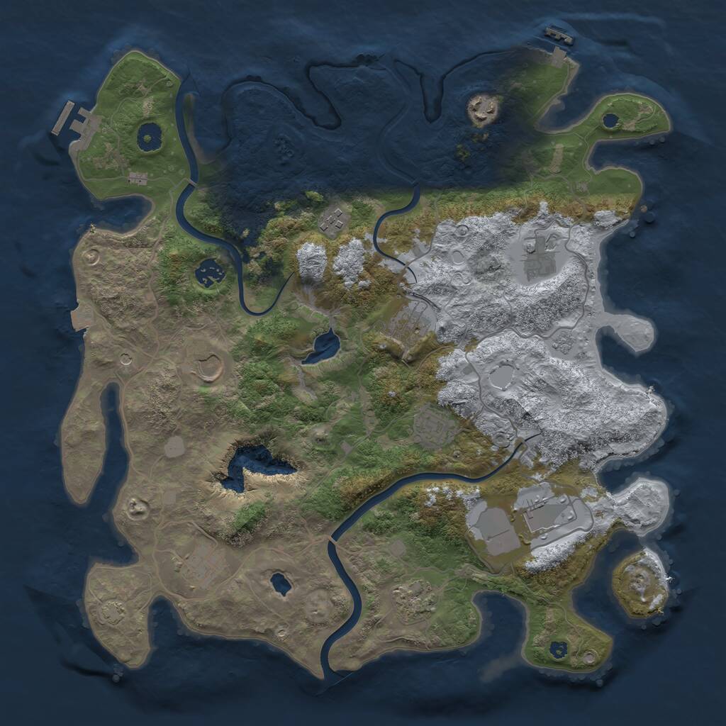 Rust Map: Procedural Map, Size: 4000, Seed: 1073465091, 16 Monuments