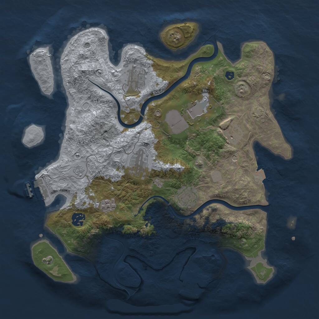 Rust Map: Procedural Map, Size: 3500, Seed: 262456070, 13 Monuments