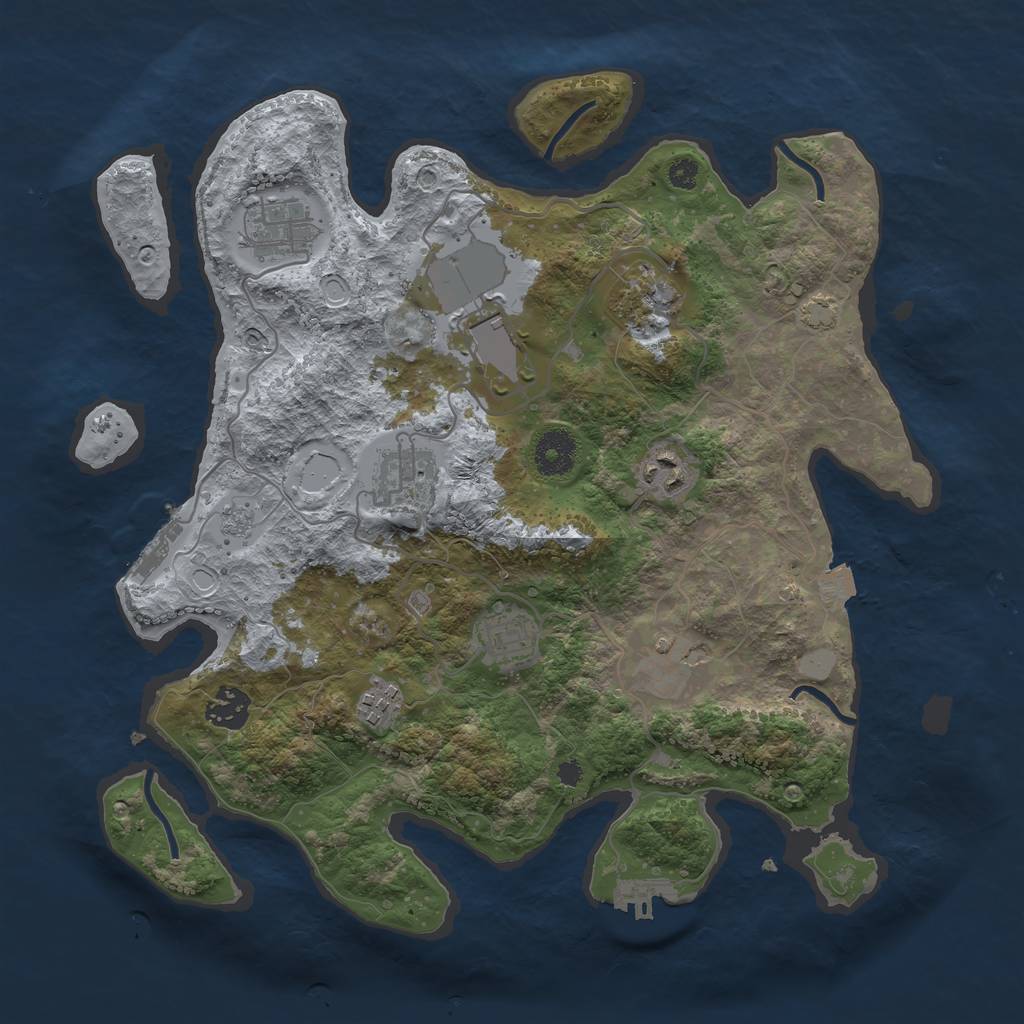 Rust Map: Procedural Map, Size: 3500, Seed: 262456070, 16 Monuments