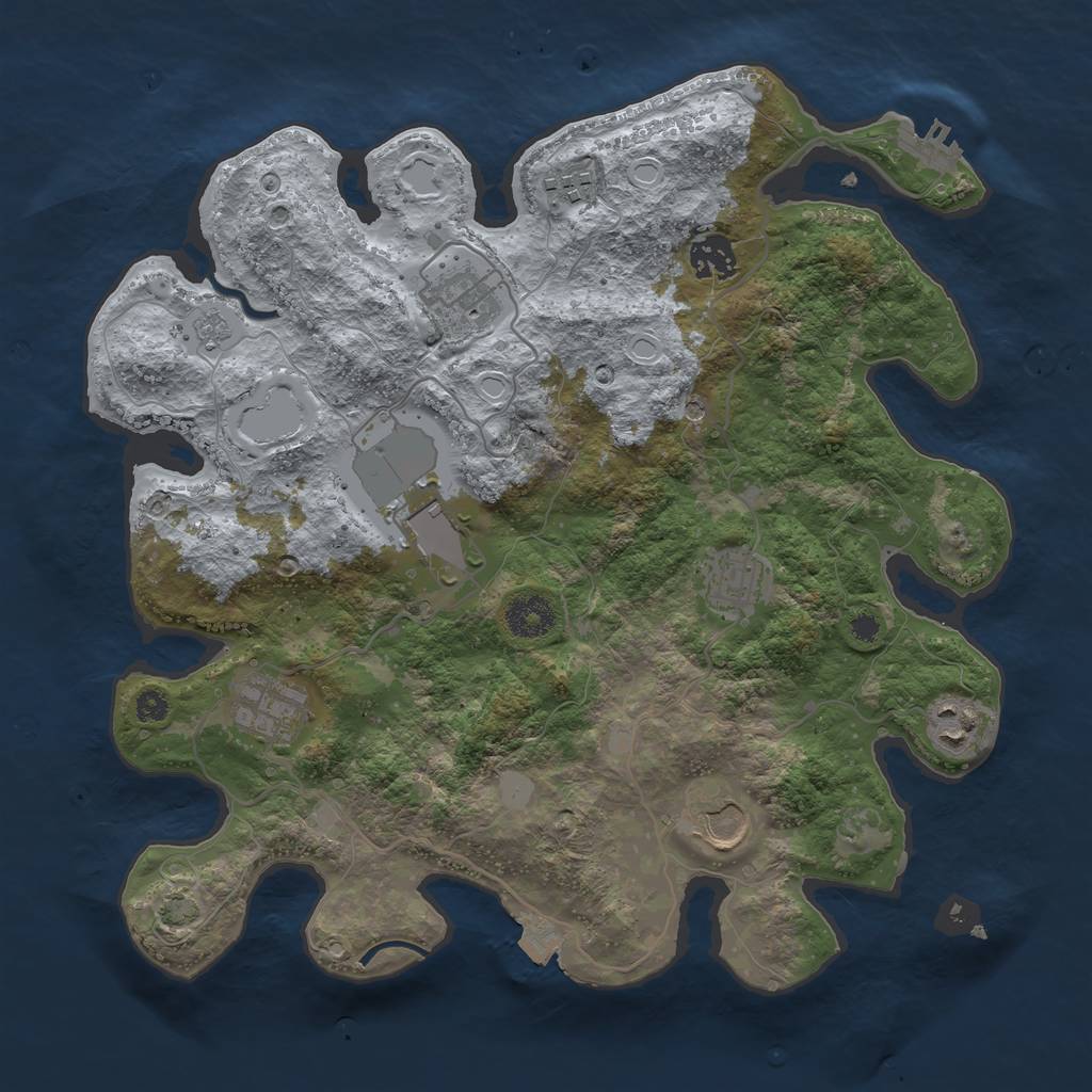 Rust Map: Procedural Map, Size: 3500, Seed: 2547136, 15 Monuments