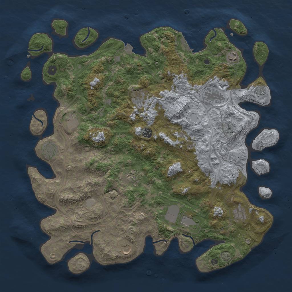 Rust Map: Procedural Map, Size: 4500, Seed: 1938559662, 18 Monuments