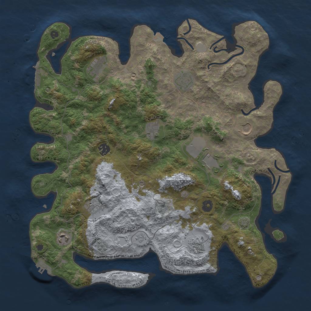 Rust Map: Procedural Map, Size: 4000, Seed: 673856, 18 Monuments