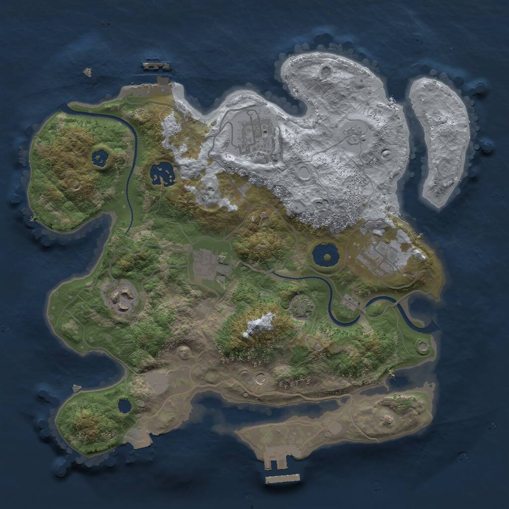 Rust Map: Procedural Map, Size: 3000, Seed: 72781, 11 Monuments