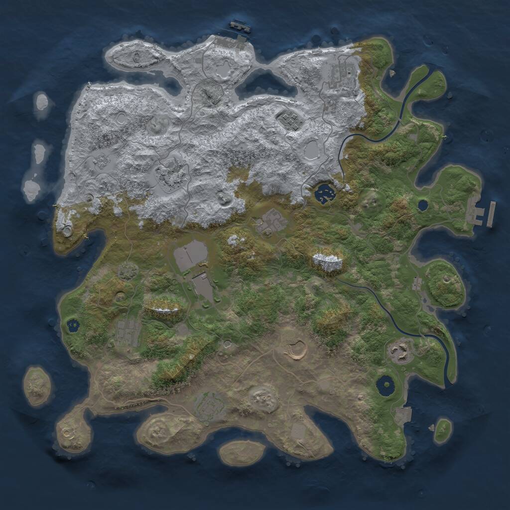 Rust Map: Procedural Map, Size: 3950, Seed: 75396228, 16 Monuments