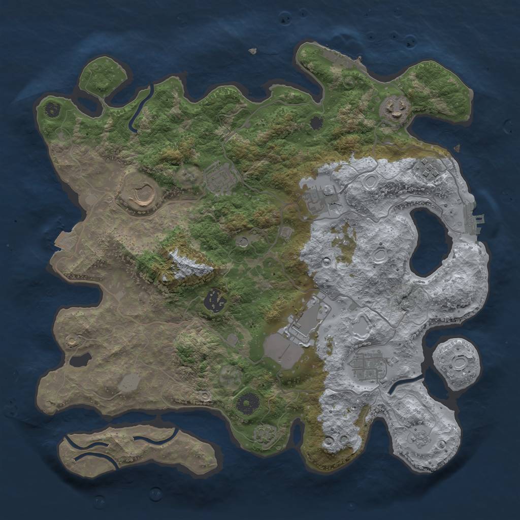 Rust Map: Procedural Map, Size: 3550, Seed: 40707293, 16 Monuments