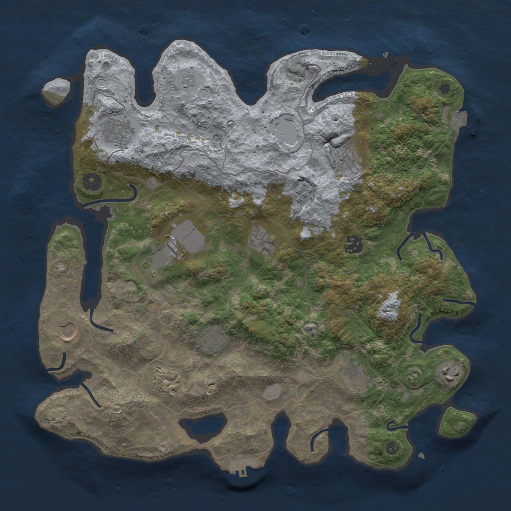 Rust Map: Procedural Map, Size: 4000, Seed: 1650858517, 18 Monuments