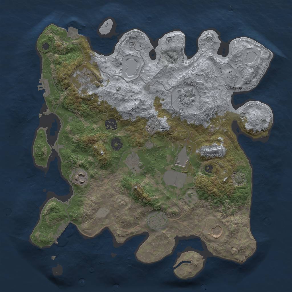 Rust Map: Procedural Map, Size: 3500, Seed: 297734995, 17 Monuments