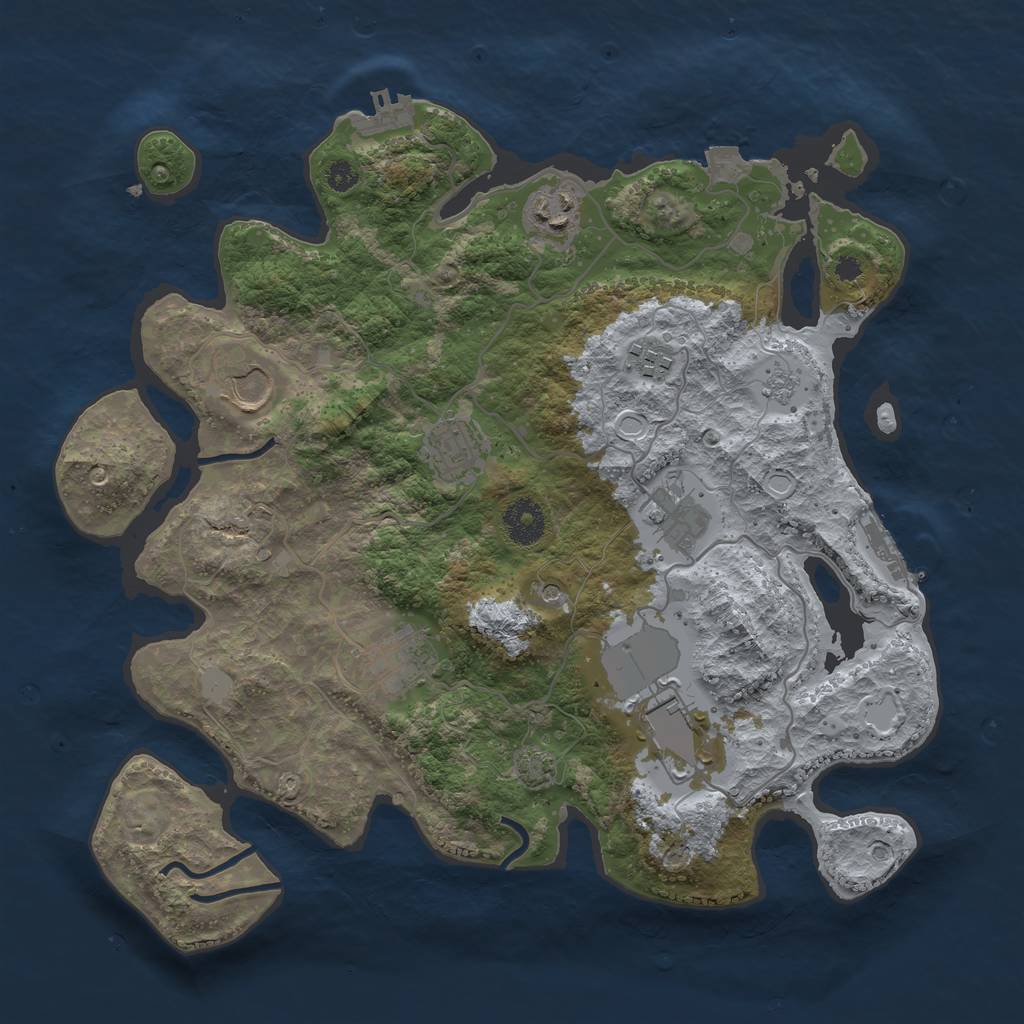 Rust Map: Procedural Map, Size: 3500, Seed: 780739923, 15 Monuments