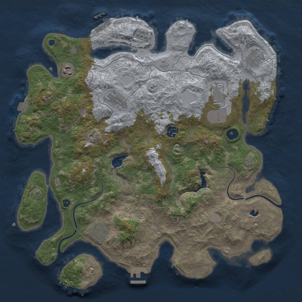 Rust Map: Procedural Map, Size: 4000, Seed: 1000843543, 13 Monuments