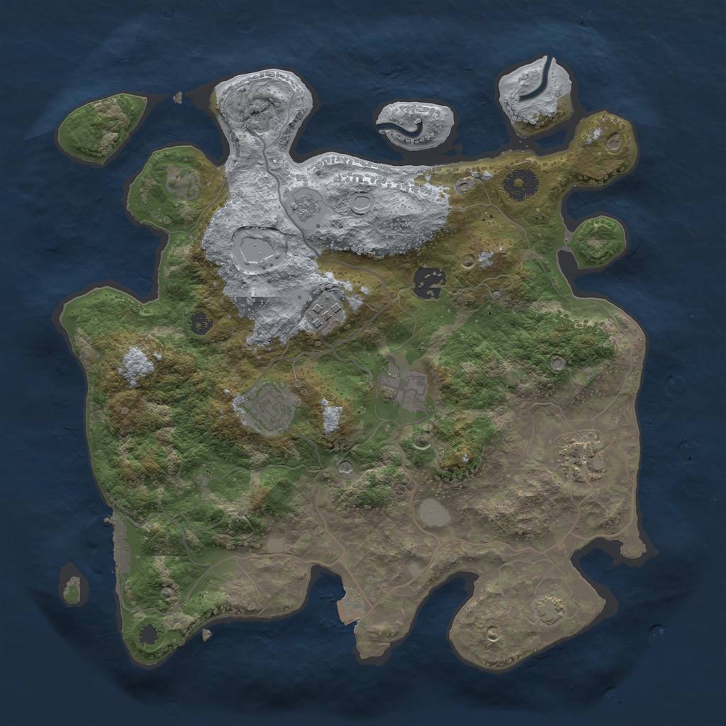 Rust Map: Procedural Map, Size: 3300, Seed: 60601935, 12 Monuments