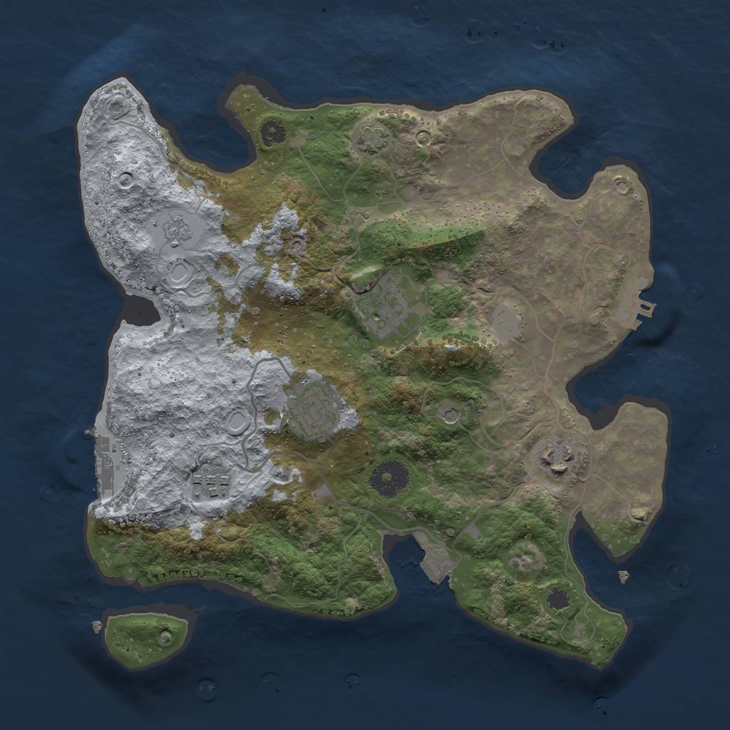 Rust Map: Procedural Map, Size: 3000, Seed: 1727633450, 12 Monuments