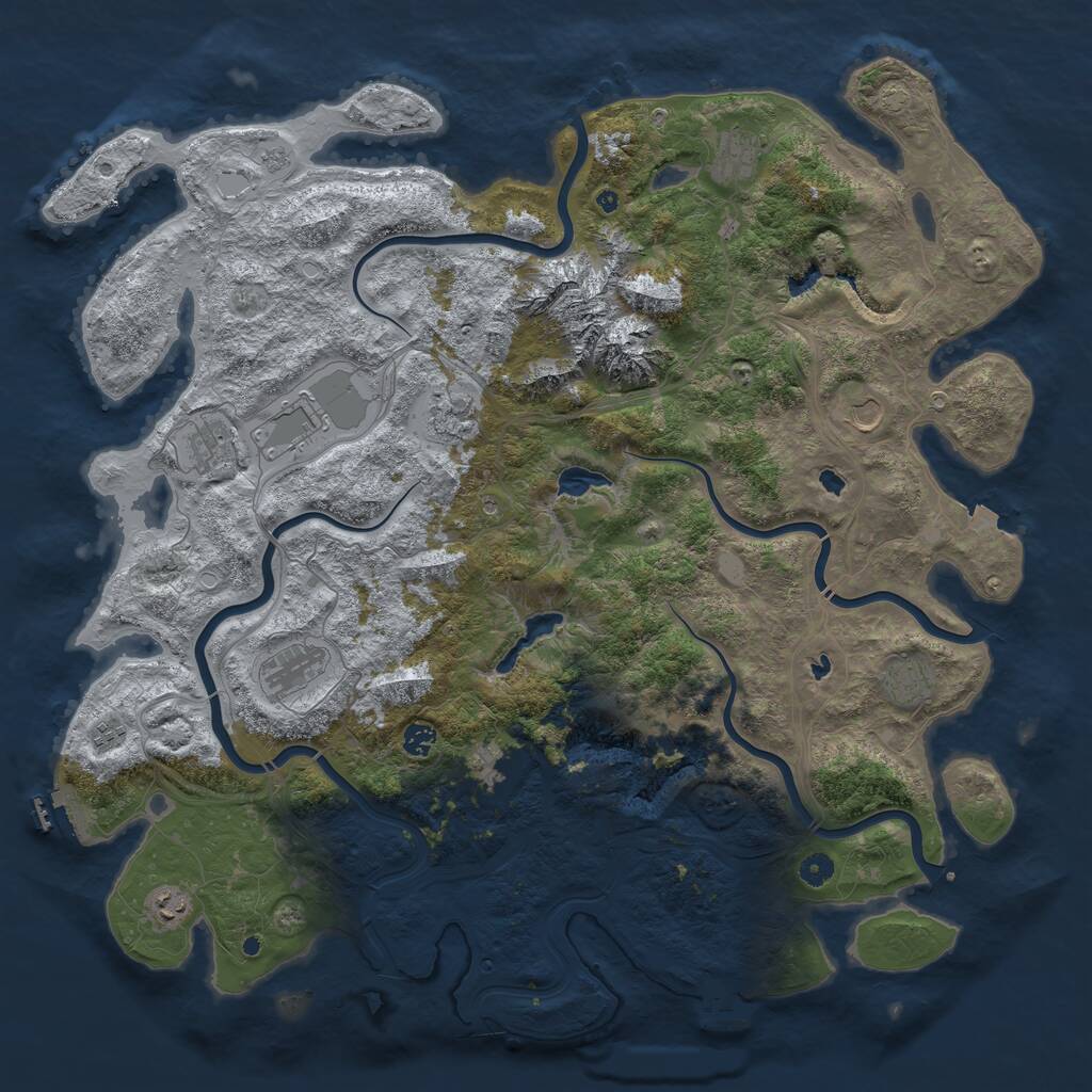Rust Map: Procedural Map, Size: 5000, Seed: 593995742, 17 Monuments