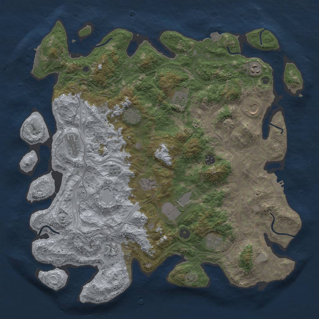 Rust Map: Procedural Map, Size: 4500, Seed: 1702236451, 19 Monuments