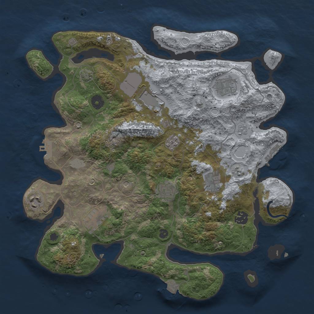 Rust Map: Procedural Map, Size: 3500, Seed: 1493685616, 16 Monuments